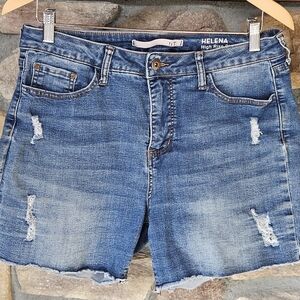 Helena High Rise Distressed Denim Shorts